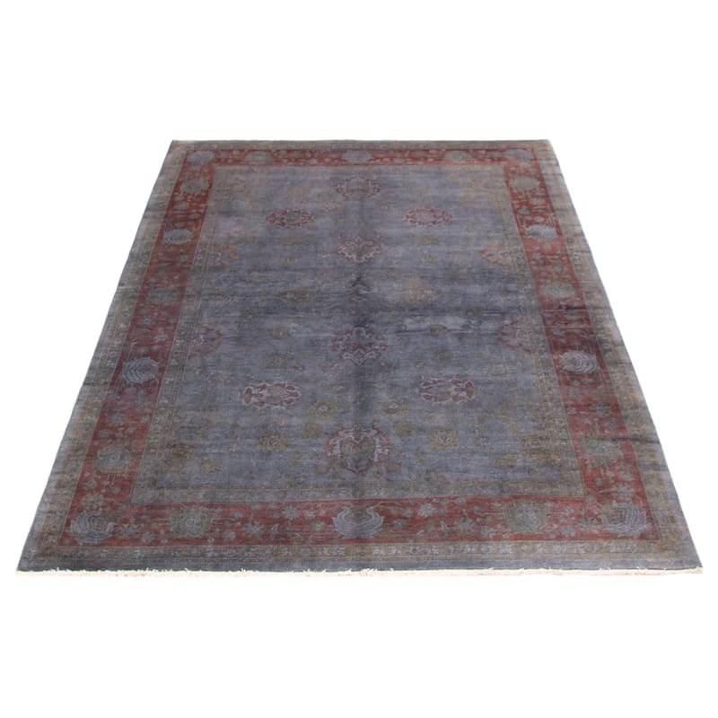 ECARPETGALLERY Hand-knotted Vibrance Light Denim Blue Wool Rug - 6'0 x 8'10