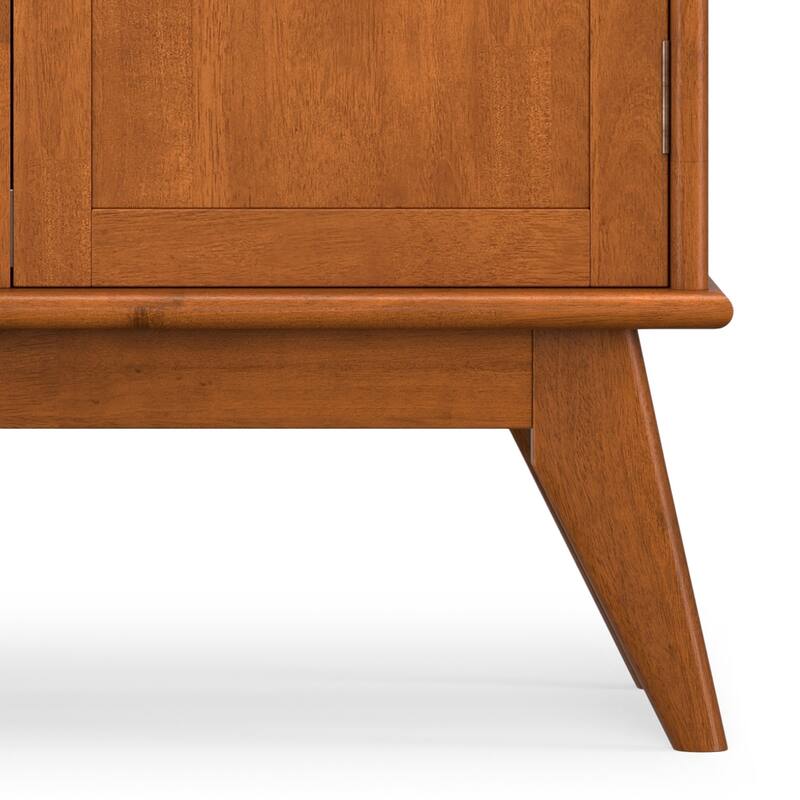 WYNDENHALL Tierney SOLID HARDWOOD 50 inch Wide Rectangle Modern 3 Door Sideboard Buffet in Teak Brown - 17" D x 50" W x 36" H