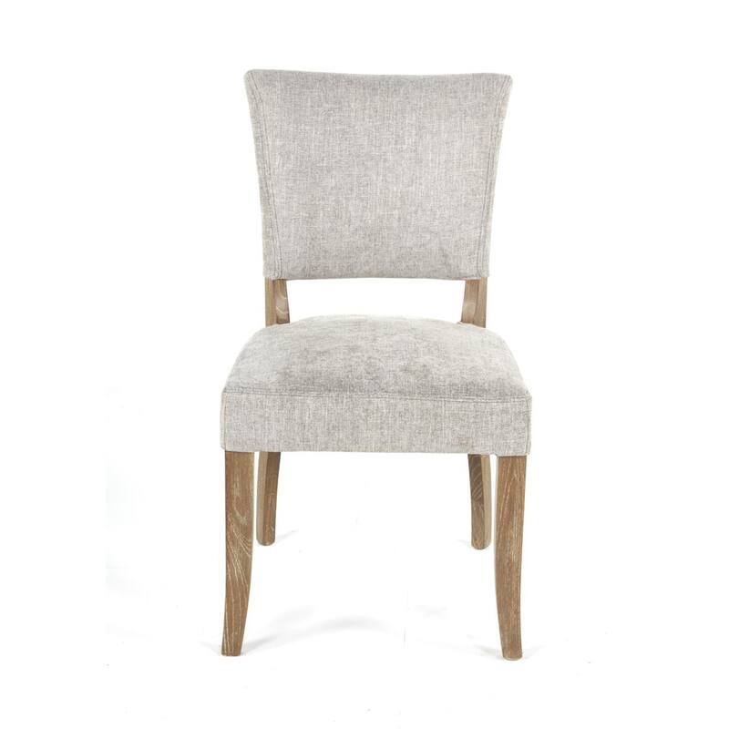 Ryna Dining Side Chair Set of 2, Gray, Washed Oak Brown Solid Wood