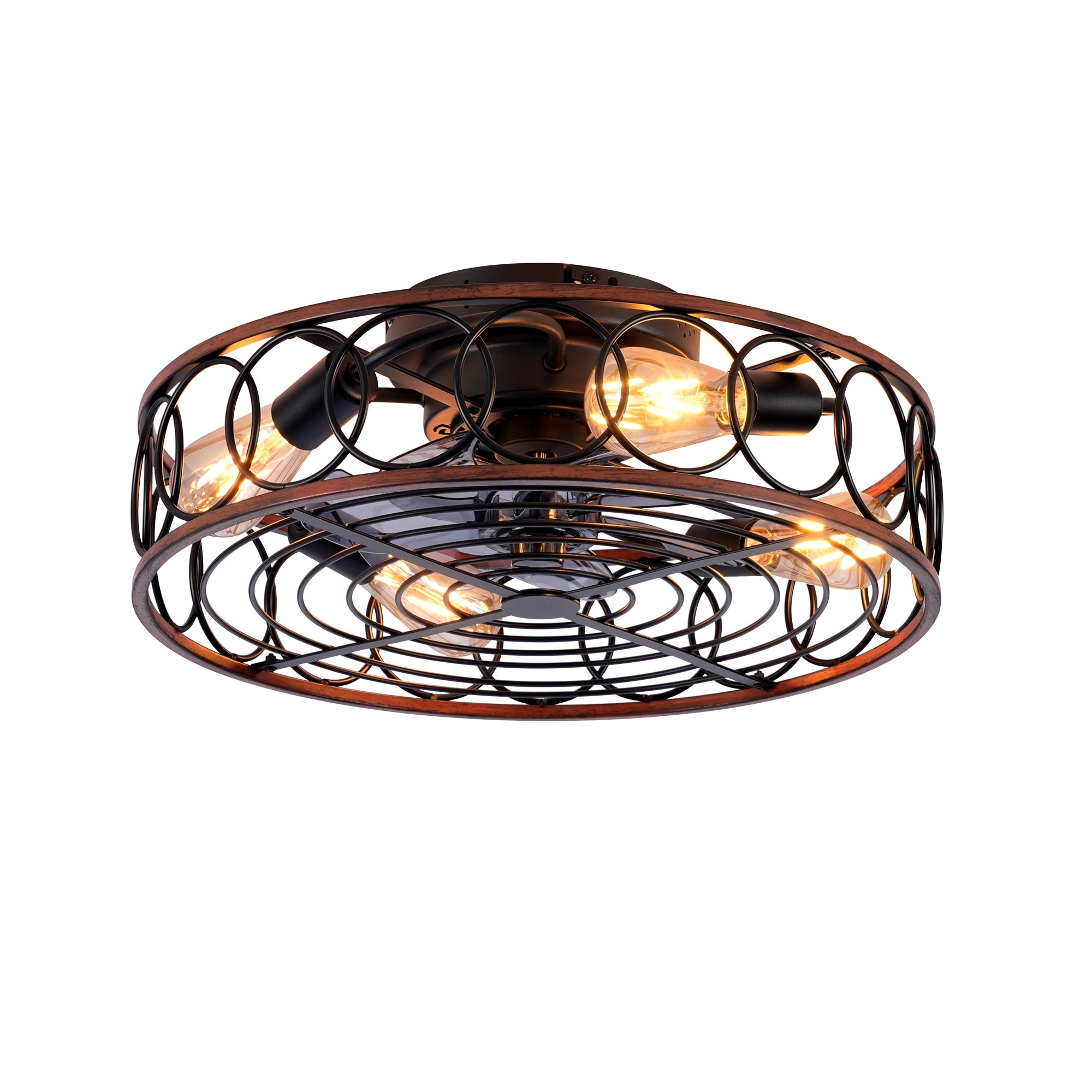 20 INCH Caged Ceiling Fan with Lights and Remote Control,Reversible Motor, DC Remote Control,6 Speed Ceiling Fan