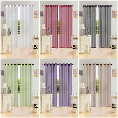Leah Solid Sheer Curtain Single Panel, Grommet Top, Light Filtering 55"x84" - 55x84