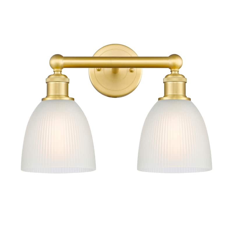 Innovations Lighting 616-2W-12-15 Castile Vanity Castile 2 Light 15" - Satin Gold / White