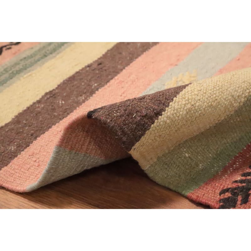 Hand Woven Oriental 100% Wool Carpet Southwestern Tribal Multi-Colored Kilim Area Rug - 10' 3'' X 6' 1''