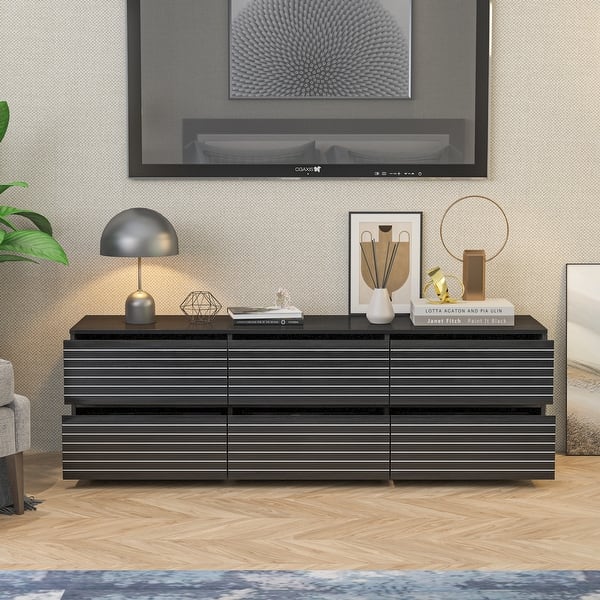 black tv stand dresser Blake 4 Piece Entertainment Center with Storage, Dresser TV Stand with Tall Display Cabinets, Black Oak