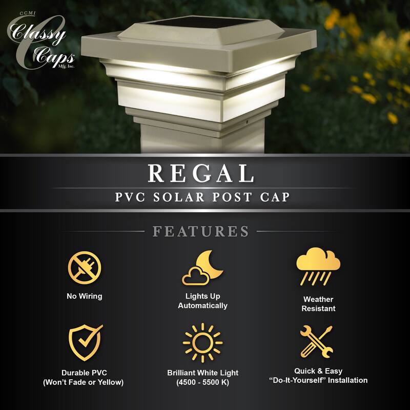 Classy Caps 4x4 Regal Solar Post Cap Light (Set of 2) On Sale Bed
