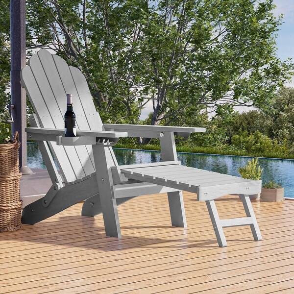 Livoosun Folding Adirondack Chair with Retractable Ottoman and Cup