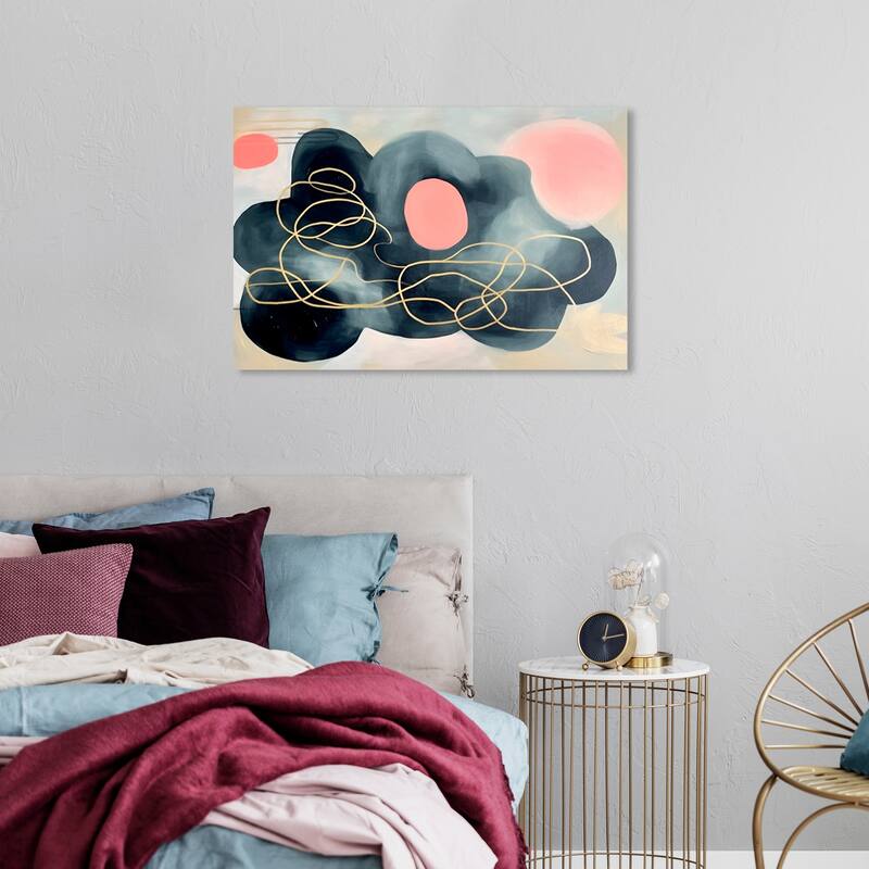 Wynwood Studio Canvas Abstract Moon and Cloud Black and Modern & Contemporary Wall Art Canvas Print - 36 x 24