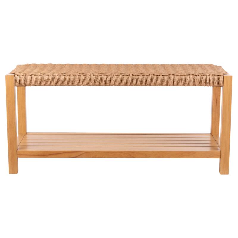 Newport 40" Wood Storage Bench with Handcrafted Woven Rope Seat, Natural