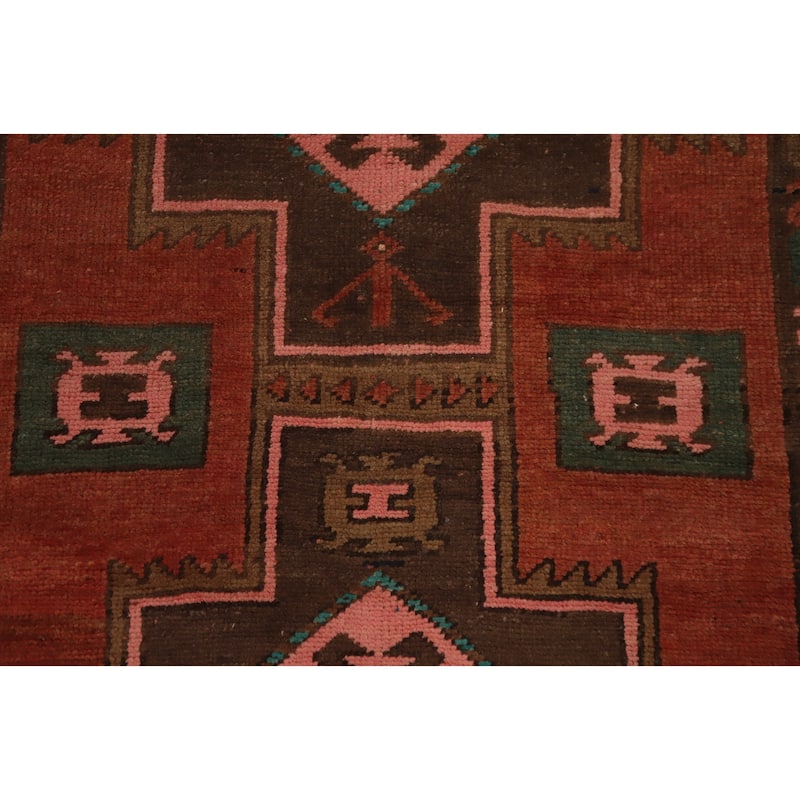 Hand Knotted Oriental 100% Wool Carpet Traditional Tribal Oranges & Rust Ardebil Runner Rug - 9' 1'' X 3' 9''