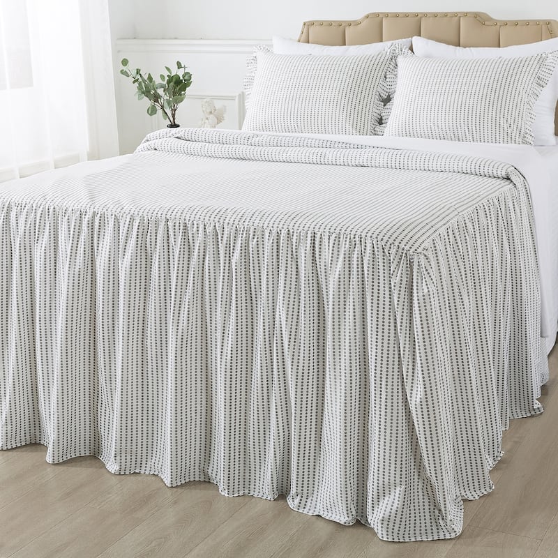 Polka Dot Ruffle Skirt bedspread with 30-inch Drop