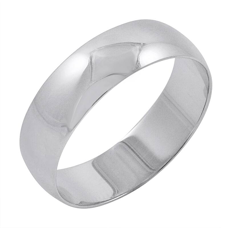 Oxford Ivy Men's Solid 10K Gold 6mm Classic Plain Wedding Band - White - 10.5