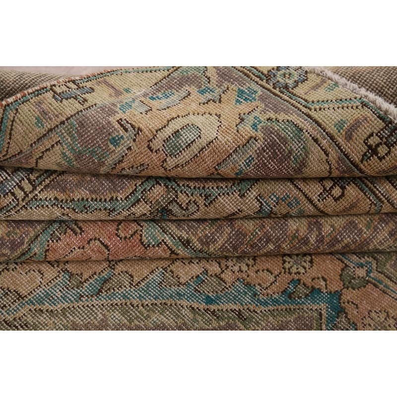 Distressed Tabriz Persian Antique Area Rug Hand-Knotted Wool Carpet - 9'6" x 12'8"