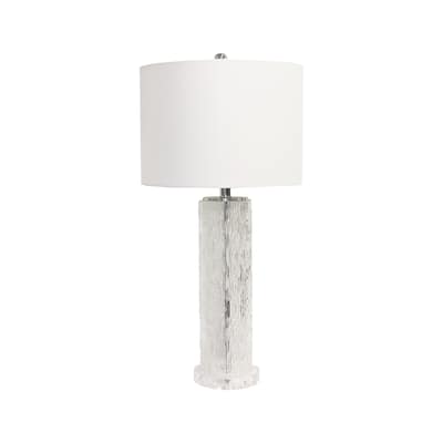 Pasargad Home Glacia Modern Textured Glass Table Lamp with Drum Shade - D14" x H29"