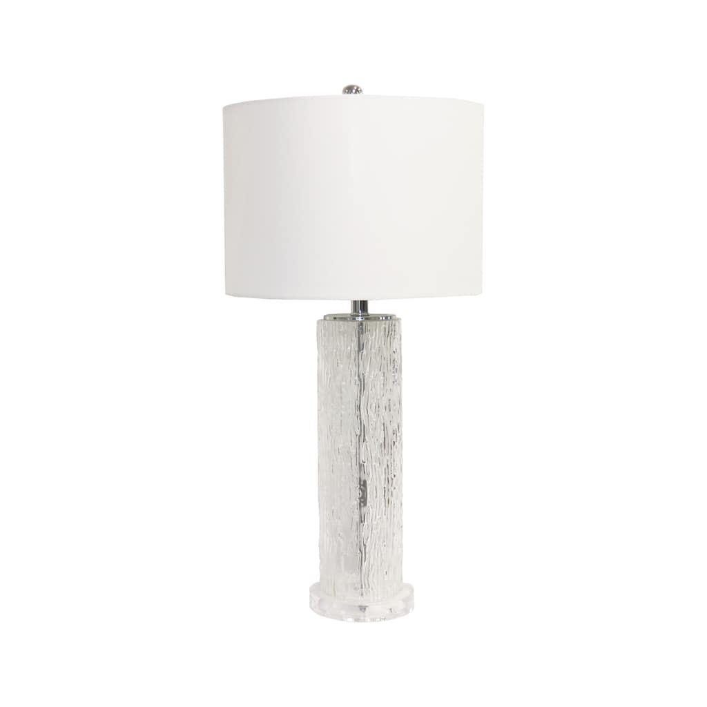 Pasargad Home Glacia Modern Textured Glass Table Lamp with Drum Shade - D14" x H29"
