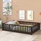 preview thumbnail 4 of 78, Twin/Full/Queen Size Floor Bed with Safety Guardrails, Toddler Floor Bed for Girls and Boys Espresso - Full