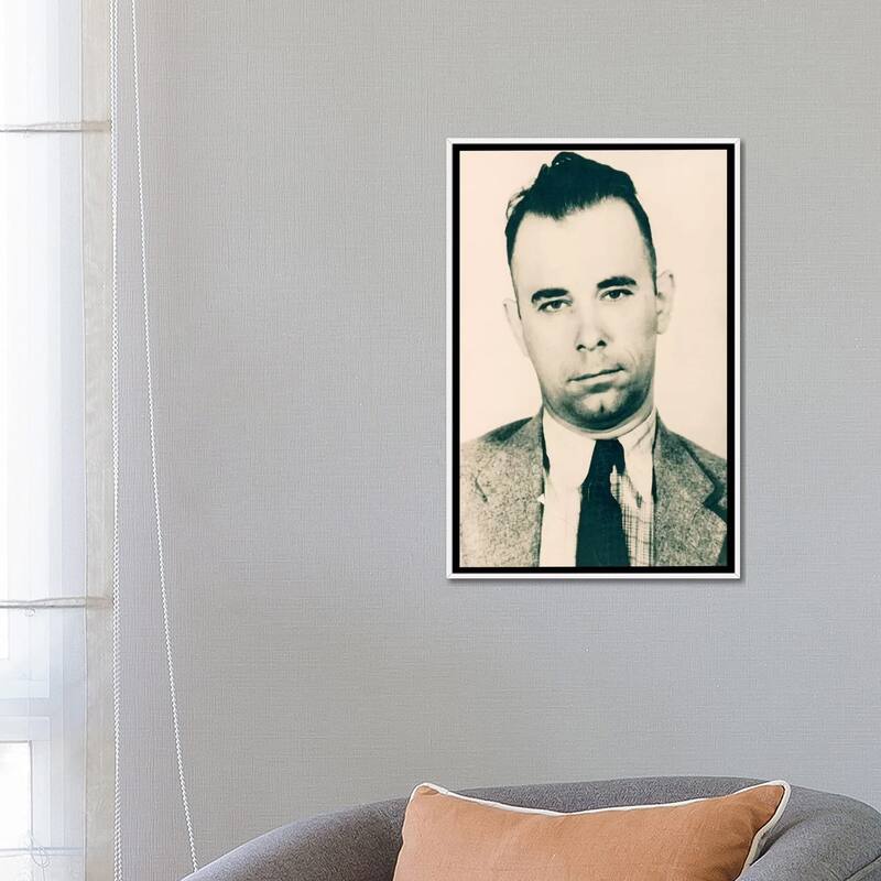 iCanvas "John Dillinger - Gangster Mugshot" by Unknown Artist Framed Canvas Print