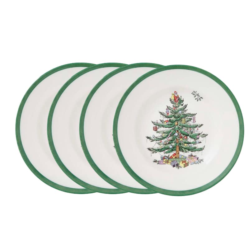 Spode Set of 4 Christmas Tree Plates - 6-Inch - Bread & Butter Plates