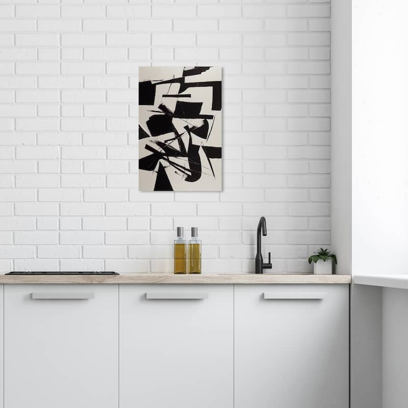Wynwood Studio Canvas Abstract Expressive Moment Black and Modern & Contemporary Wall Art Canvas Print - 24 x 16