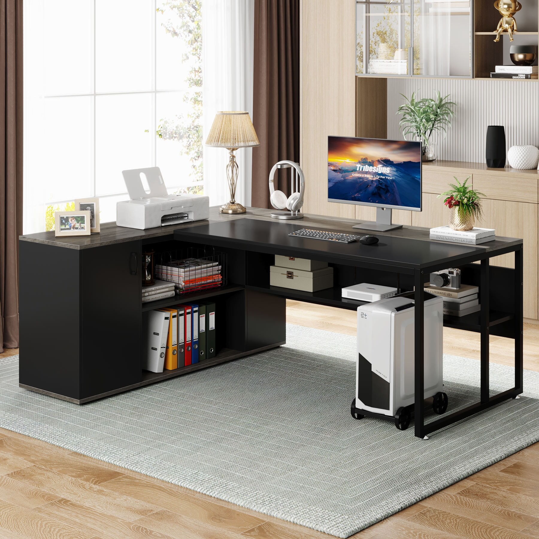 71 inch L Shaped Executive Desk with Cabinet Bed Bath Beyond
