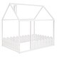 preview thumbnail 11 of 11, Full Size Wooden House Bed Frame with Fence for Kids and Teens, Sturdy Pinewood Construction