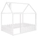preview thumbnail 4 of 20, Kids Full Size Floor Bed Frame Semi-Enclosed Playhouse Bed with Roof and Fence, Wooden Platform Bed with Play Area