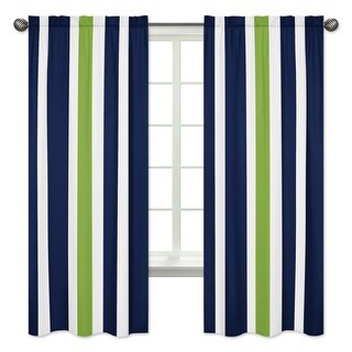 Sweet Jojo Designs Striped Navy Blue/Lime Panel
