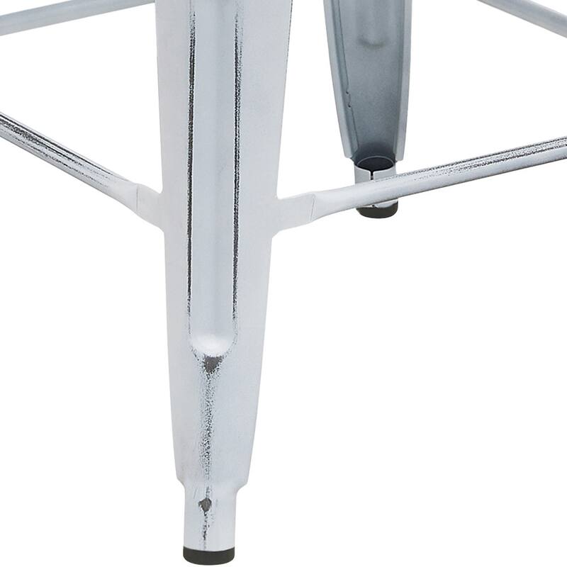 24" High Backless Distressed Metal Indoor-Outdoor Counter Height Stool