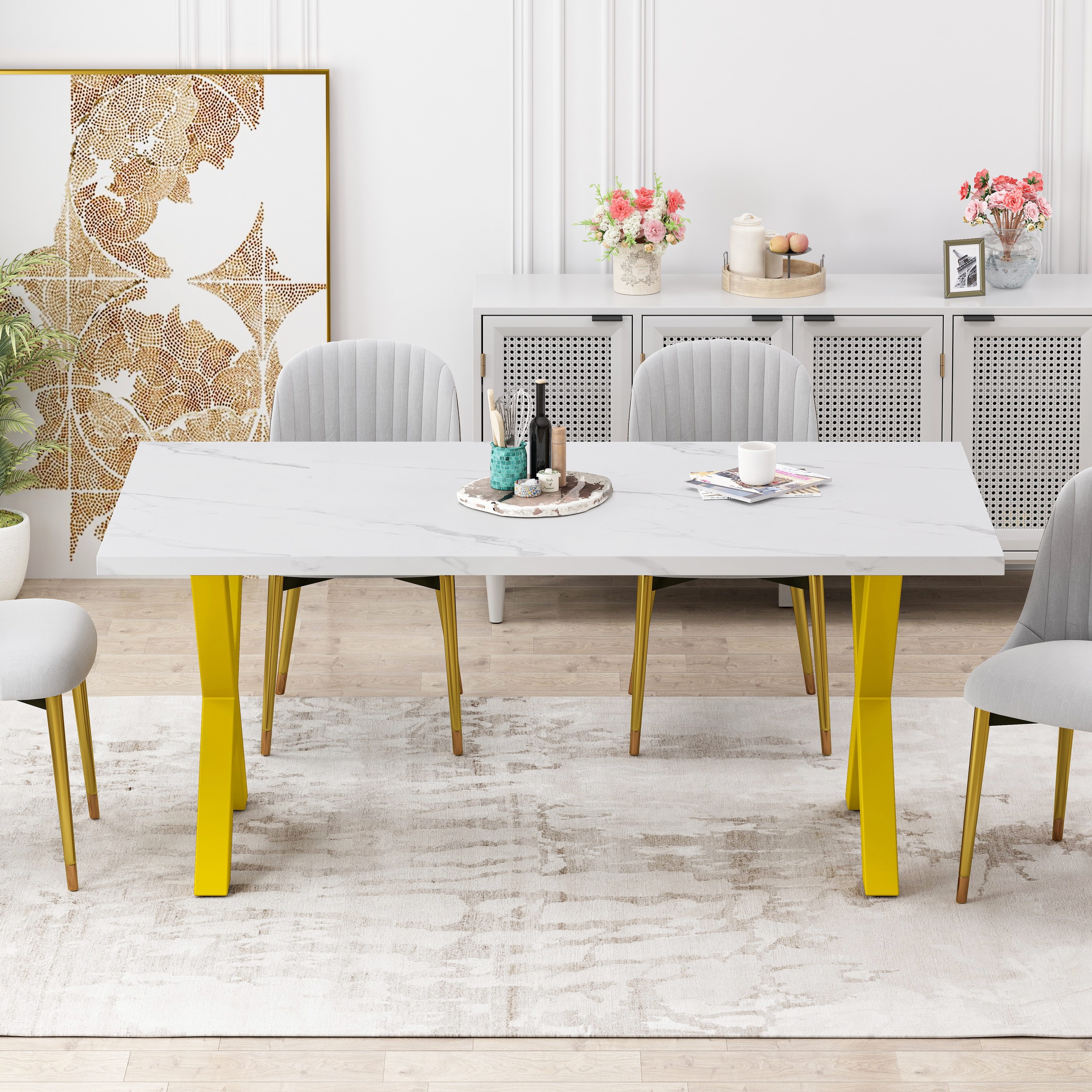 White table yellow chairs 2025