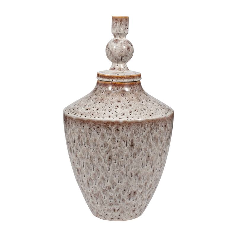 Sagebrook Home Exquisite Stoneware Truman Large Lidded Jar - Elegant Vase for Modern Home Decor