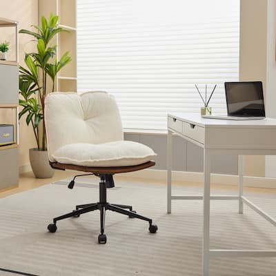 Oversize Seat Cirss Cross Chair with Wheels, Elegant Design Computer Chair, Adjustable Height 360° Rolling Swivel Office Chair