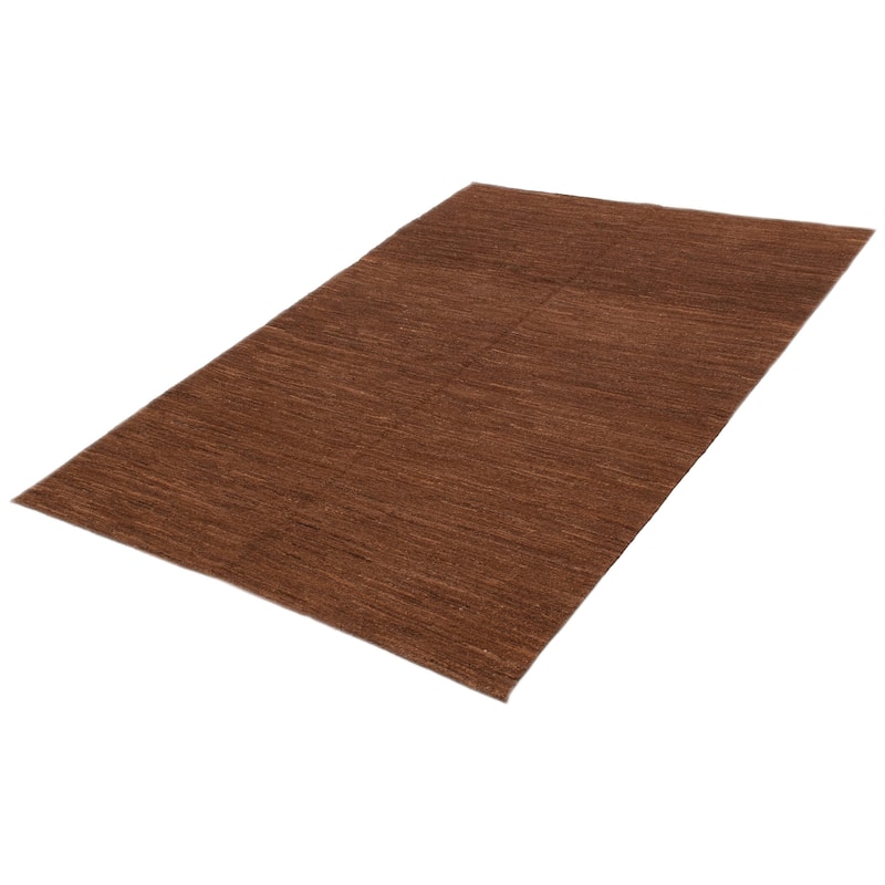 ECARPETGALLERY Flat-Weave Natural Brown Wool Kilim - 6'10 x 9'7
