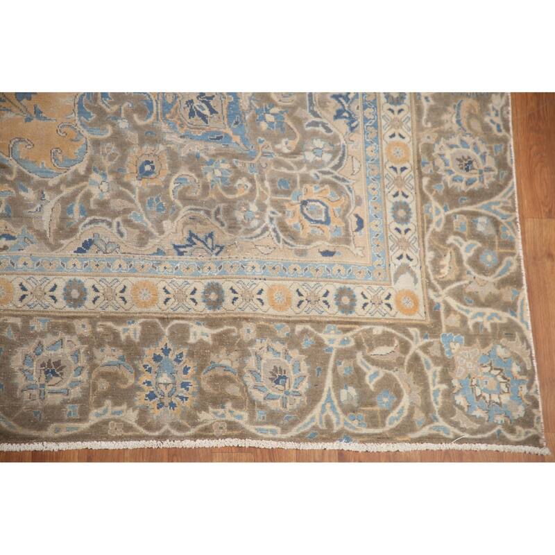 Hand Knotted Oriental 100% Wool Carpet Traditional Floral Oranges & Rust Mashad Area Rug - 11' 2'' X 8' 5''