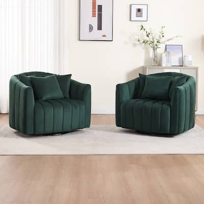 40.4"W Upholstered Swivel Accent Chair Set of 2,Modern Swivel Single Sofa Chair with Pillows