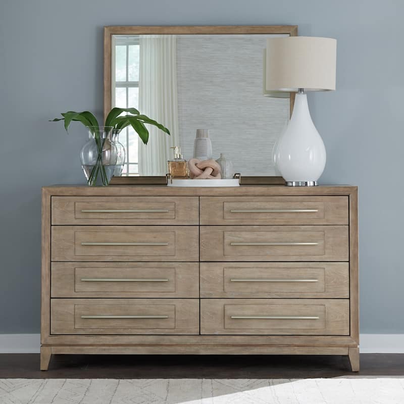Liberty Furniture Brentwood Upholstered Bed Set with Dresser & Mirror, Chest - King or Queen