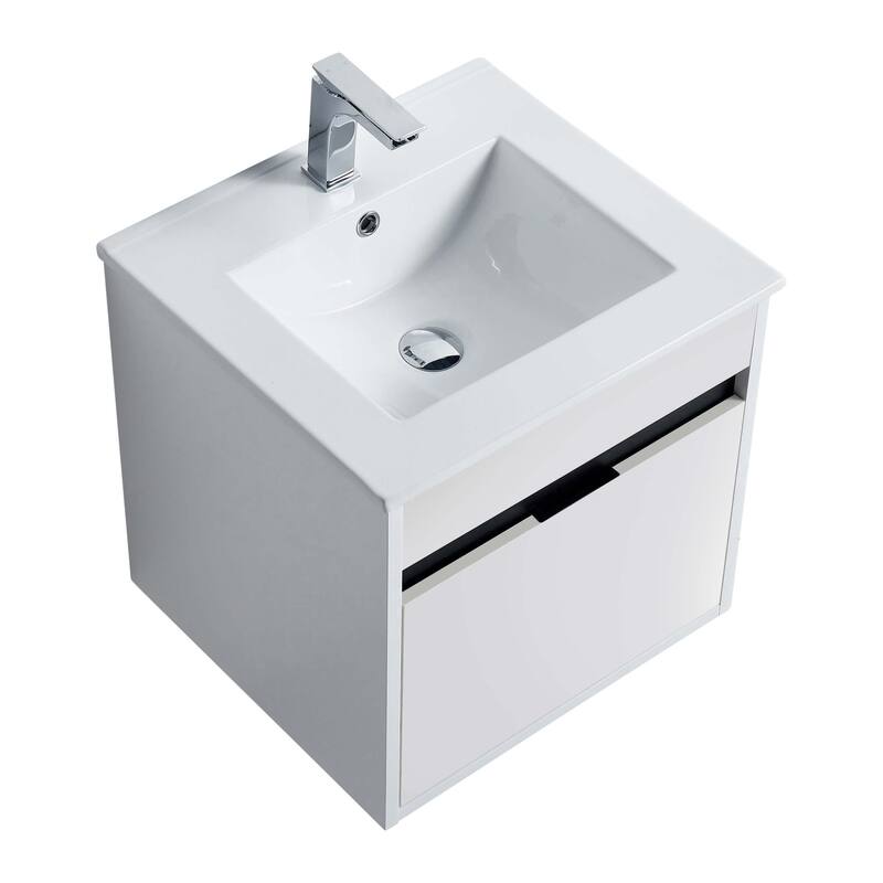Fine Fixtures - Wall Mount Bathroom Vanity And Sink, Knob Free Design - Alpine Collection -