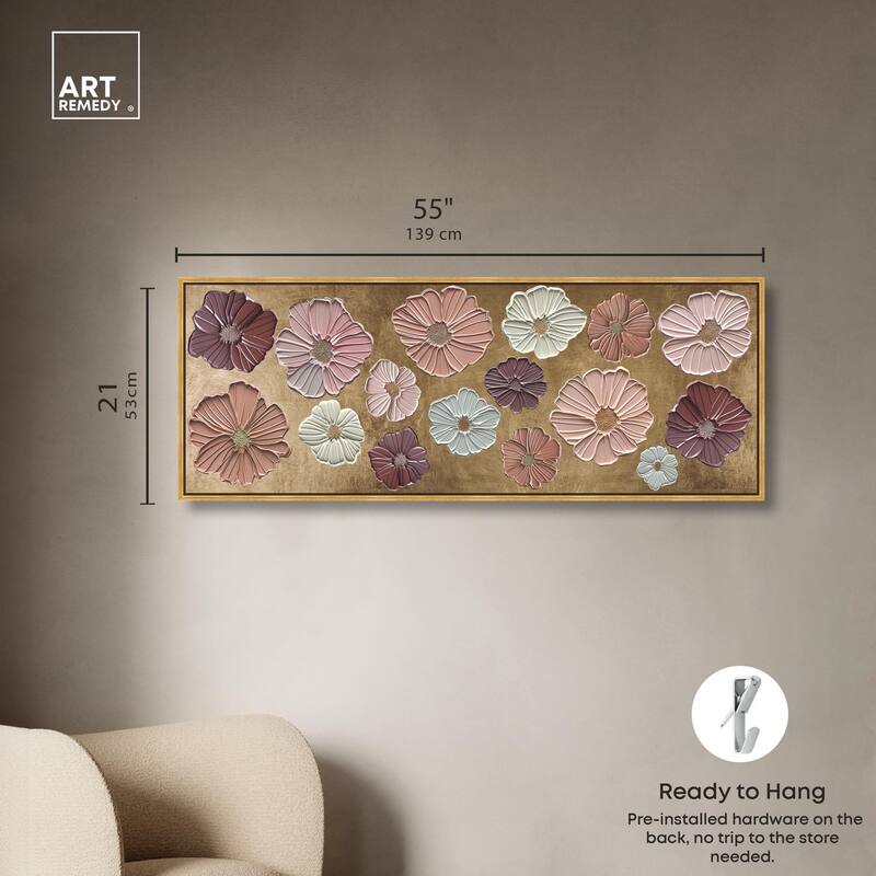 Floral Impasto Muted Panoramic Canvas by Art Remedy