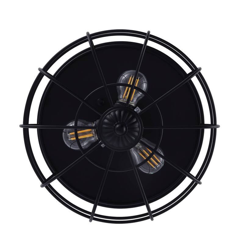 Black Retro Industrial Style Flush Mount Ceiling Light