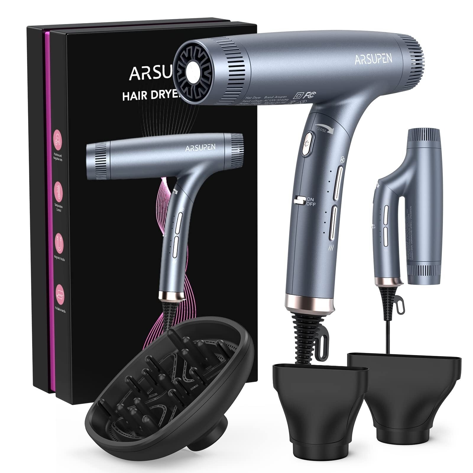 Professional High Speed Hair Blow Dryer with 3 Temps 3 Speeds