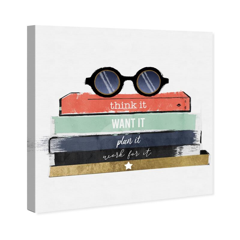 Wynwood Studio Canvas Fashion and Glam Study Books Black and Mint Green Glam Wall Art Canvas Print