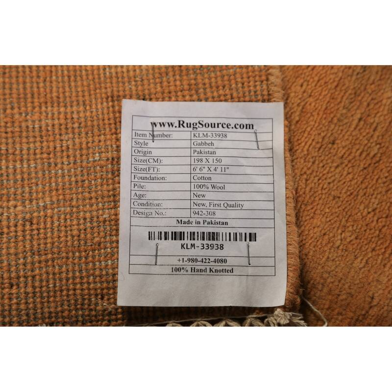 Orange & Yellow Gabbeh Modern Area Rug Handmade Wool Carpet - 4'11" x 6'6"