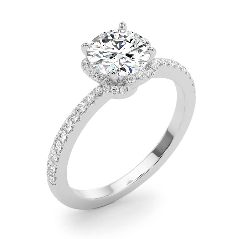 Auriya 14k White Gold Lab Grown Round Diamond Halo Engagement Ring 0.50 to 5.00 ct. tw. (F-G VS)