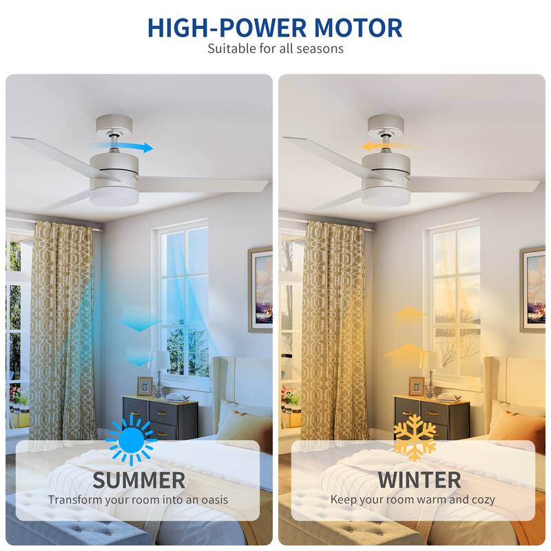 Moasis 52" Nickel 3-Blade LED Smart Ceiling Fan