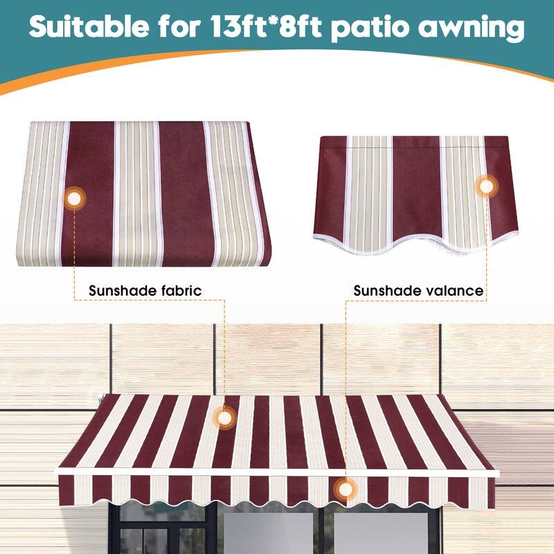 Patio Awning 13x8 Feet Fabric Replacement Sunshade Canopy