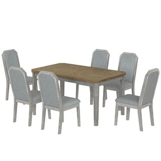7-Piece Farmhouse Dining Set Classic Rustic Table and 6 Chairs - Bed ...
