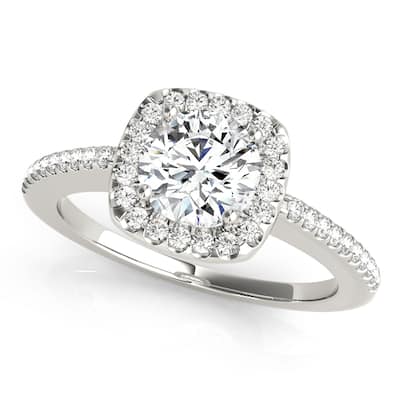 Auriya 14k-White Gold Lab Grown Round Diamond Halo Engagement Ring 0.50 to 5.00 ct. tw. (F-G VS)