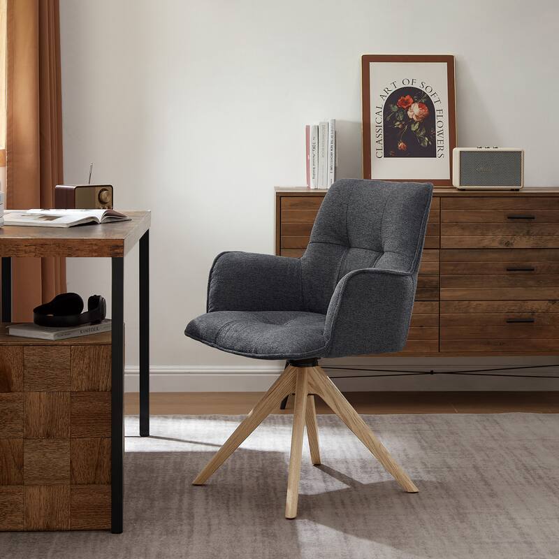 Art Leon Swivel Wood Accent Arm Chair
