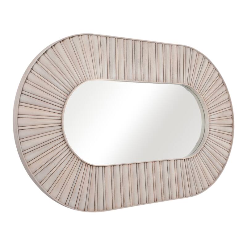Wood Wall Mirror Modern Fluted Large Rectangular Decor - 60" White - 60" x 1.5" x 36.5"