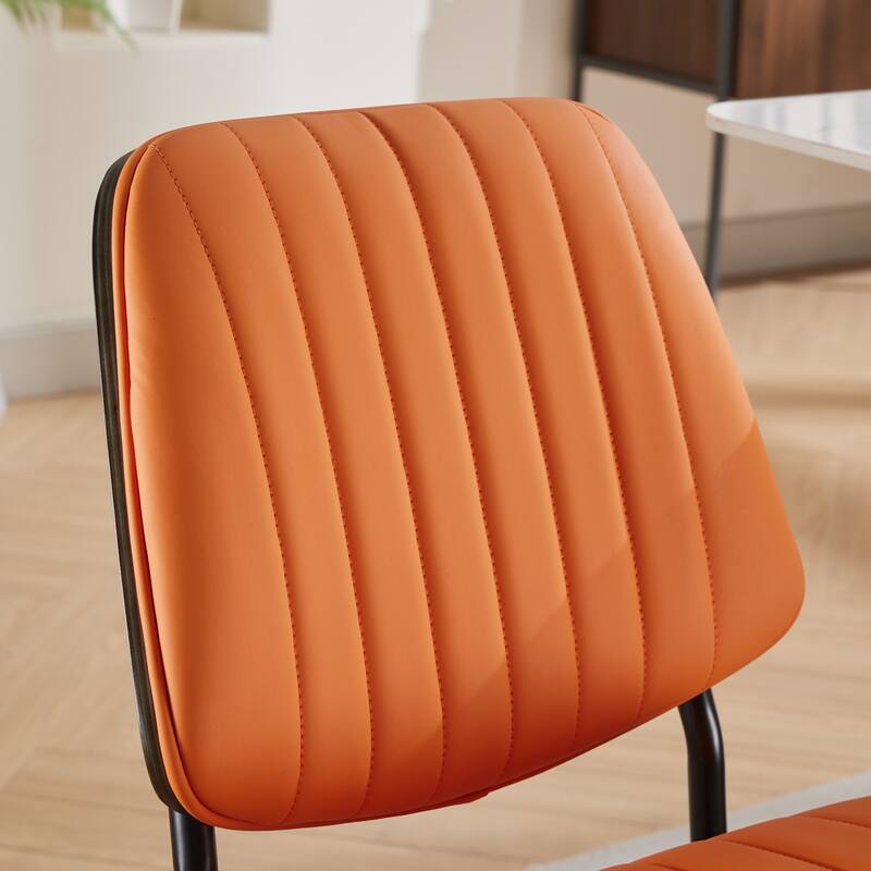 Roomfitters Mid-Century Modern Dining Chairs Set of 2, Faux Leather Upholstered Walnut Bentwood Dining Chairs with Metal Legs