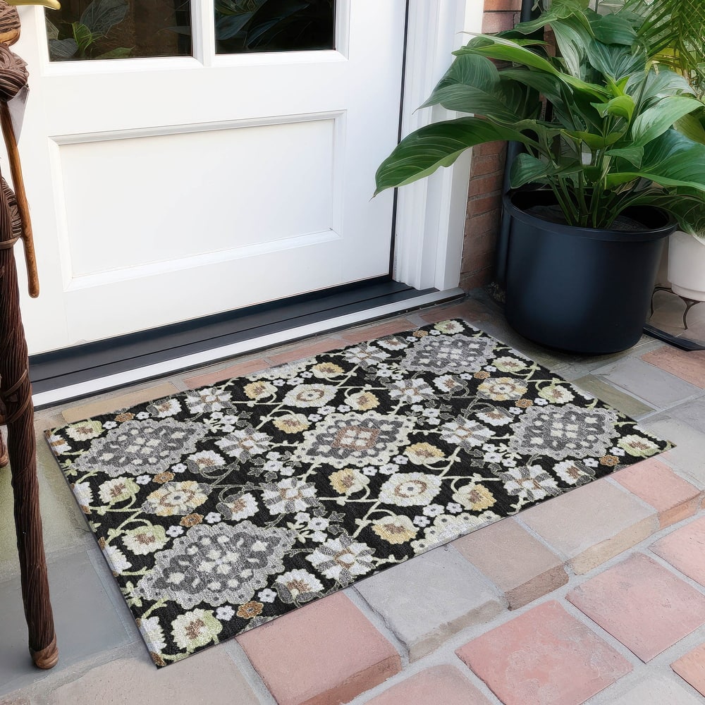 Machine Washable Indoor/ Outdoor Boho Traditional Chantille Rug