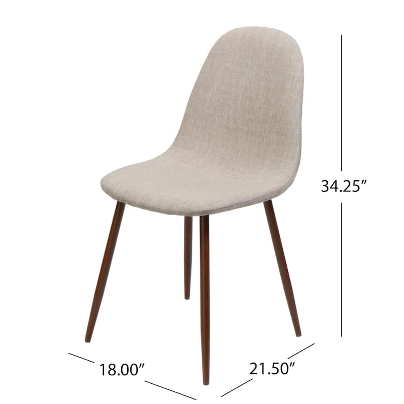 Modern Set of 2 Dining Chairs with Fabric Upholstered Backrest Seat, Wood Finish, Metal Legs for Dining Room Living Room